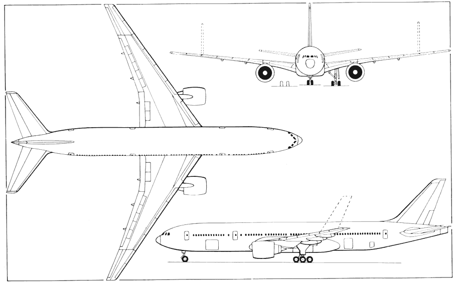 Boeing 777 Drawing Blueprint Sketch Coloring Page